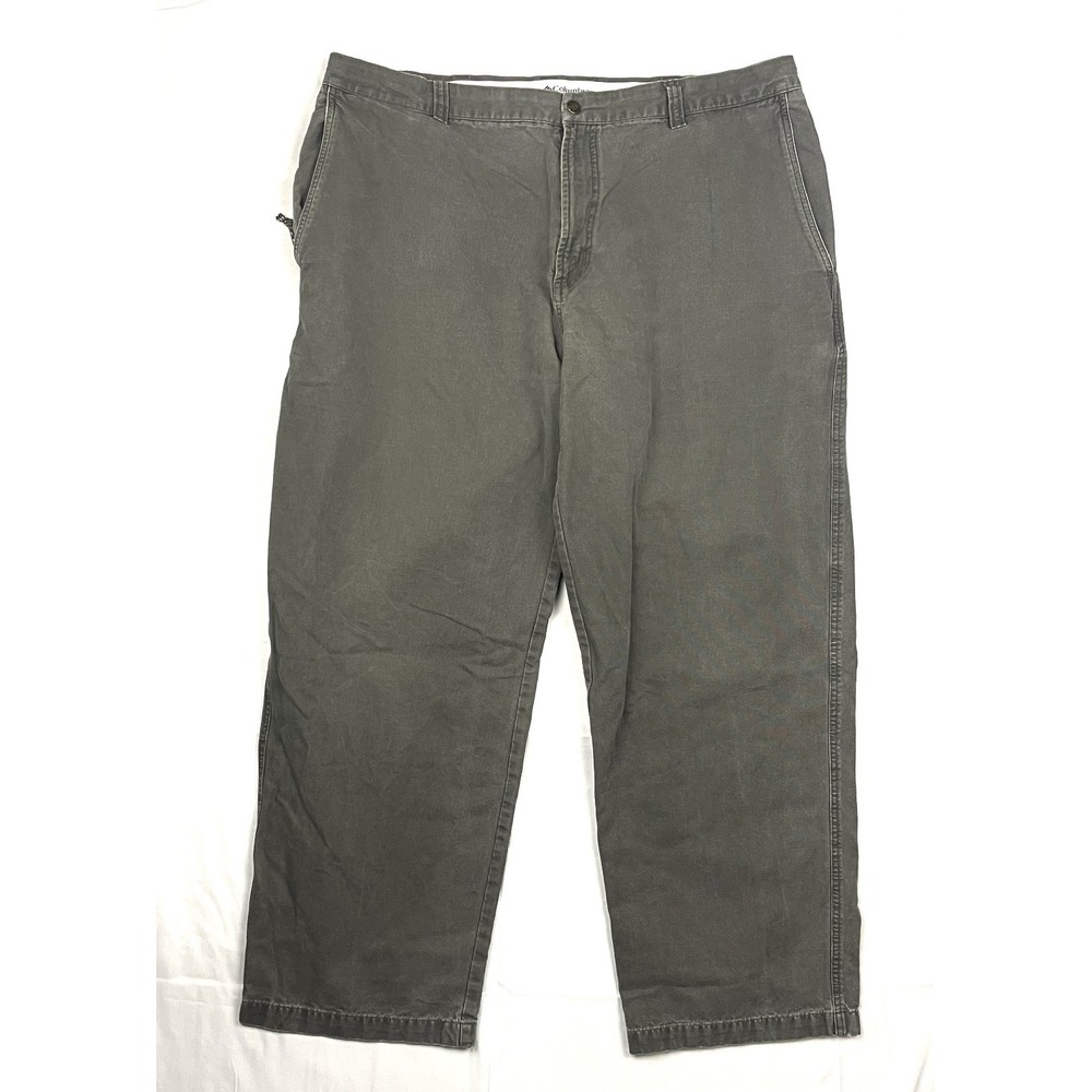 Columbia ROC Mens 40x30 Grey Canvas Utility Pants Outdoor Hiking AM8142 Straight